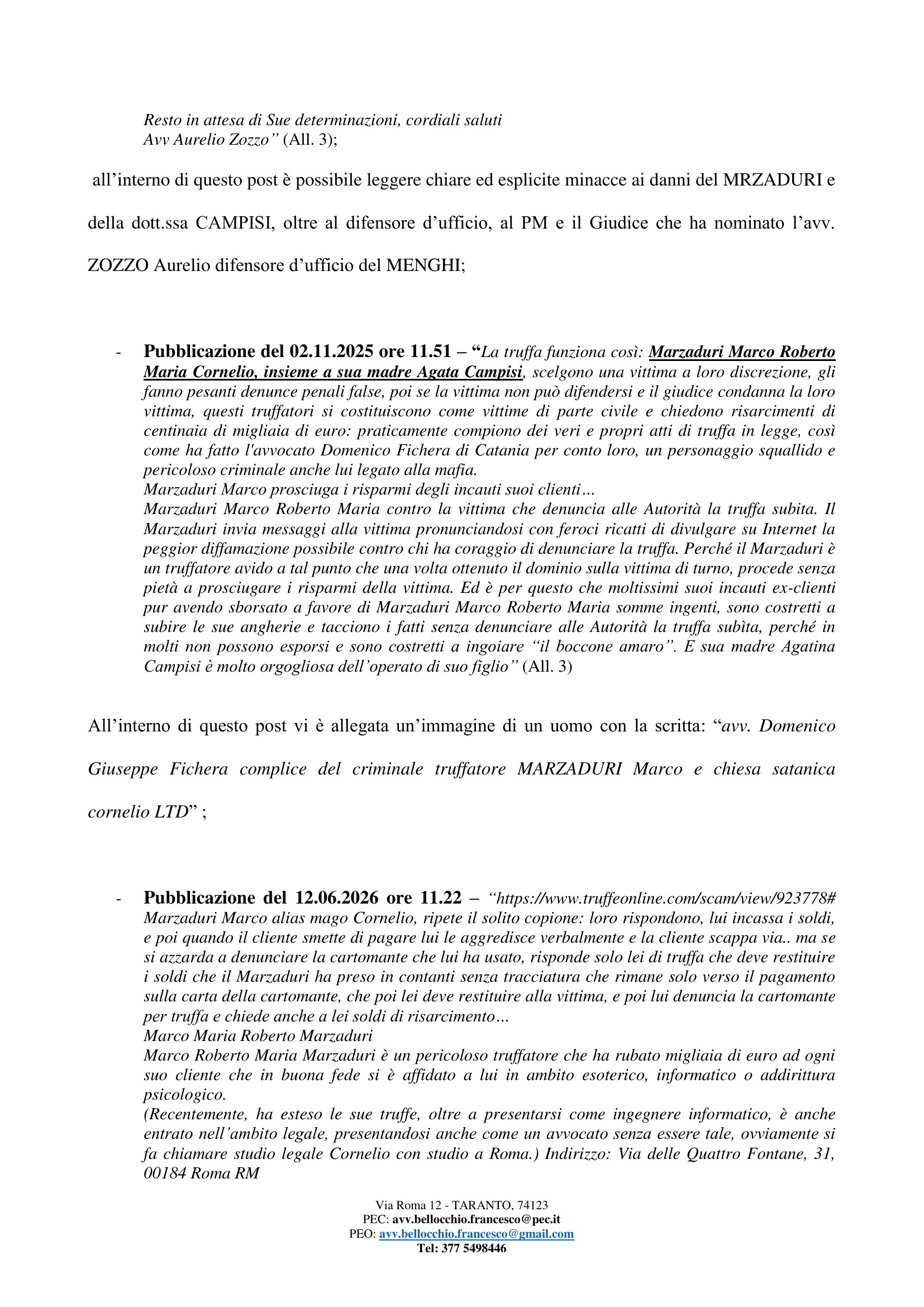 Post 02.11.2025 — «Avv. Fichera complice»